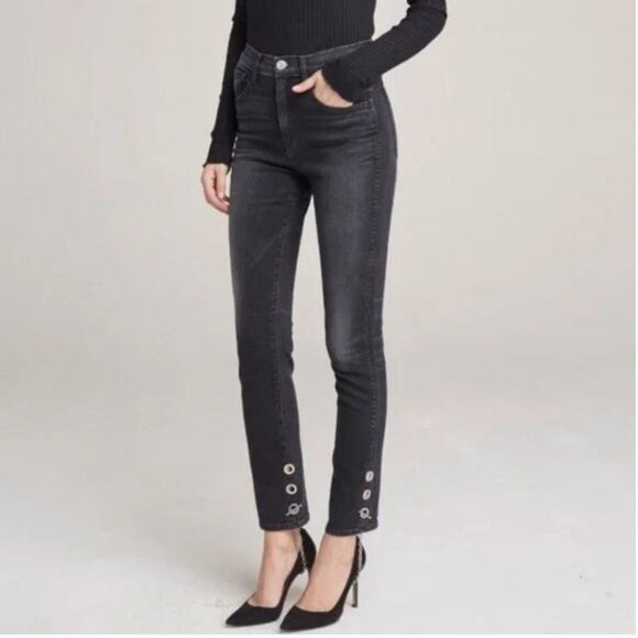 3x1 W4 High Rise Bijou Stirrup Slim Leg Ankle Jeans Faded Black Women's Size 30 - Picture 1 of 9